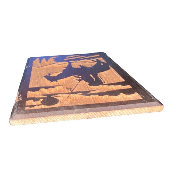 Native Indian Design Carved Wooden Plaque Horseback Souvenir Sequoia & General G - Picture 6 of 6